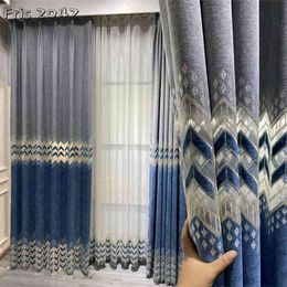 Tela de cortina bordada de Alpaca, cortinas opacas con costura de Jacquard europeo para sala de estar, dormitorio, cortinas 210913