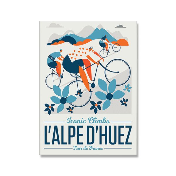 Alpe d'Huez ciclista recuerdo paso dello stelvio póster vintage arte de arte de pared impresiones para bicicletas y carteles decoración del hogar de la sala del regalo