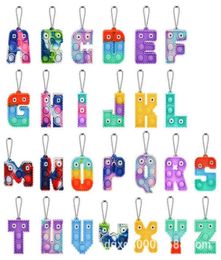 Alfabet 26 Letters Key Ring Sensory Bubble Toys Push Bubbles Per Keychain Finger Press Ball Puzzle Charms Tie Dye Rainbow COL1474551