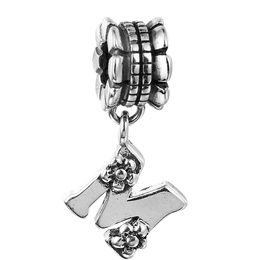 Alphabet Dangle M 013 100% 925 perles en argent Sterling ajustement Pandora bracelet à breloques authentique bricolage bijoux de mode