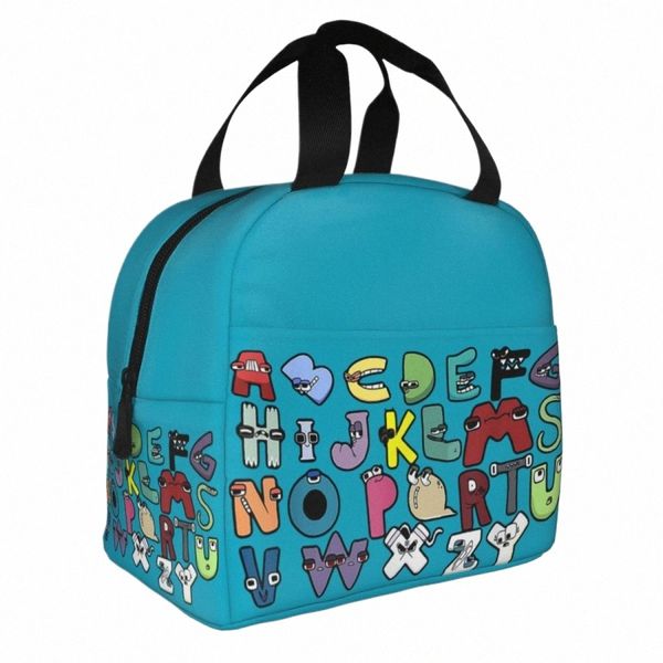 Alphabet Lore Costume Sac à lunch isolé Portable Matching Learning 26 Lettres Sac thermique Tote Box à lunch Bag Picnic Food Sac K24C #