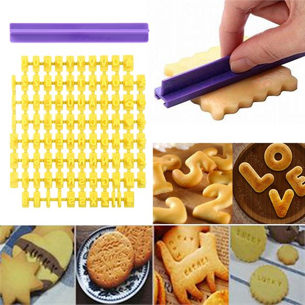 Alfabeto número letra Impress Set galleta estampadora de estampillas cortador pastel Fondant DIY molde cocina hornear moldes para hornear