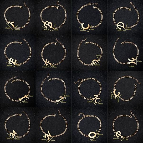 Bracelets à maillons en acier inoxydable avec pendentif Alphabet, lettres anglaises en métal, Bracelet de Couple pour hommes et femmes, bijoux, vente en gros