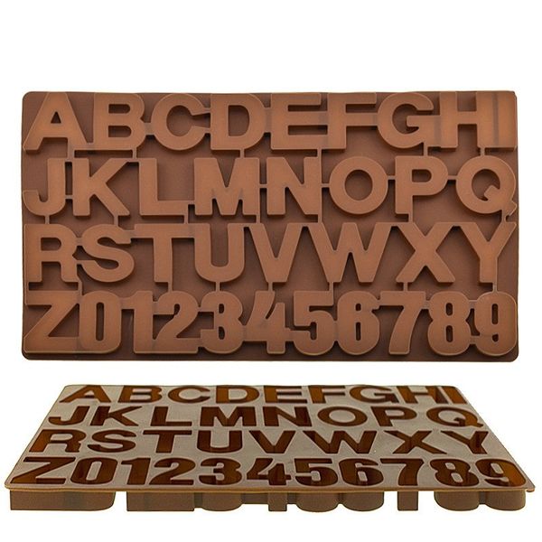 Moule à chocolat en Silicone avec lettres de l'alphabet, outils de décoration de gâteaux 3D, plateau, moules à Fondant, gelée, biscuits, cuisson