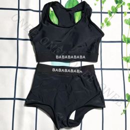 Alfabet Dames Badmode Retro Split Bikini Strandbeha Driehoek Wit Zwart Sexy Zwembad Party Boxer Sport Badpak Set