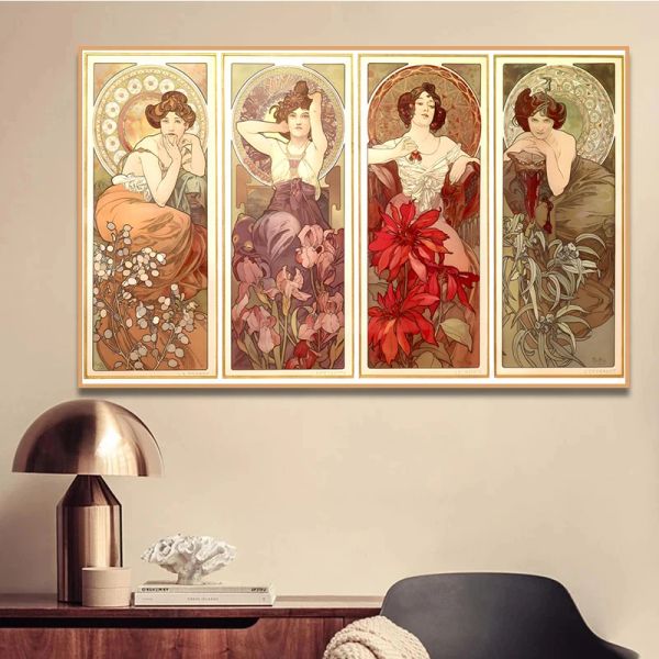 Alphonse Mucha Art Nouveau Póster Sexy Women Mujeres impresas Pintura Arte de pared IMAGEN Sala de estar Decoración del hogar