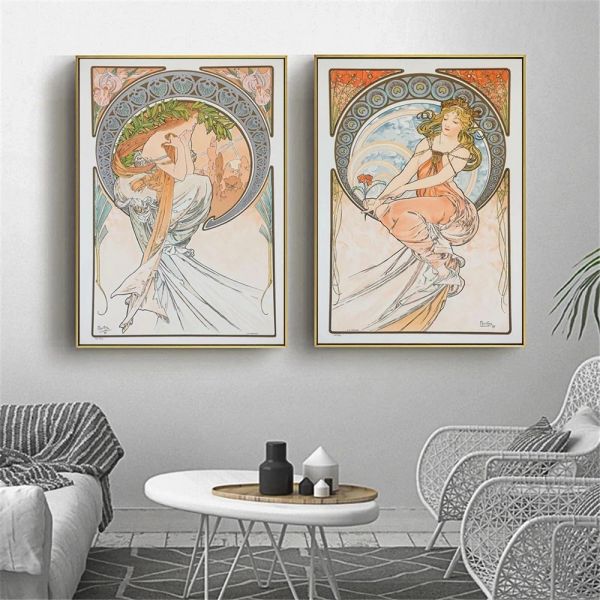 Alphonse Mucha Serie Vintage Woman Arte Artwork Canvas Pinting Poster Estética HD Impresión Imágenes de la pared de la sala de estar Decoración del hogar