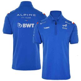 Alpine Alonso 2022 F1 Racing Team Motorsport Outdoor Sports à séchage rapide Équitation Polo Revers Shirt Fans de voiture Bleu / blanc Ne se décolore pas
