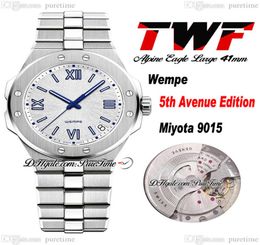 Alpine Eagle gran edición de 5th Avenue Miyota 9015 Reloj automático de hombres 41 mm Texturd dial azul brazalete de acero inoxidable romano9118631