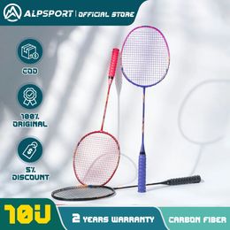 Alpsport 10U GJ Full Carbon Fiber Badminton Racket 52g Ultra Light Max 38Lbs Professionele Beginner snaren en grip inbegrepen 240113