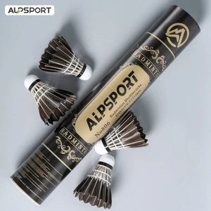 ALPSPORT 806 volants de badminton 12 pièces balles en plumes d'oie noire pour les sports d'entraînement 77 76 vitesses 231229