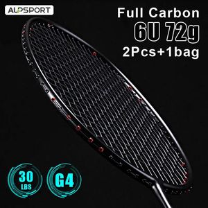 Alpsport XHP 2 uds Max 30LBS 6U 75g 100% raqueta de bádminton original legal raqueta de bádminton de fibra de carbono ultraligera y bolsa 240227