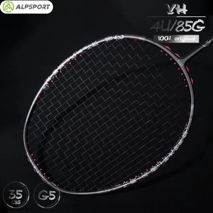 Alpsport YH 4U Offensive max 38lbs Raquette de badminton en fibre de carbone Niveau de compétition Conçu pour l'entraînement et la compétition en PLEIN AIR 240304