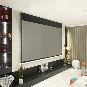 ALR CLR Electric Tab Tension Floor Rising Projection Screen Roll Up Motoralized 72-120 pouces Projection Screen for Ust Laser Projecteur Home Theatre