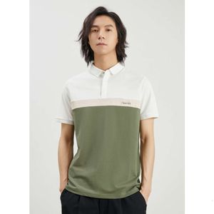 Ook beperkt tot ijs zijden parel katoenen polo-shirt korte heren patchwork rapel lapel losse zomer dunne halve mouwen t-shirt