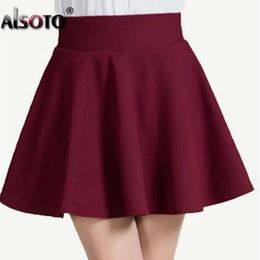 Alsoto zomer- en winterrok voor vrouwen mode rokken hoge taille sexy mini faldas jupe black rode saia geplooide rok 240403