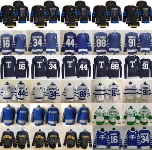 Maillot de hockey noir réversible alternatif''nhl'' Auston Matthews John Tavares Mitchell Marner William Nylander Morgan Rielly Blue Arenas Reverse