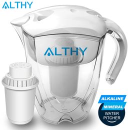 Althy 3,5 L Filtre de pichet d'eau alcalin minéral - Filtres à longue durée de 400L - Système de filtration du purificateur d'alcalizer PH-ORP 231221