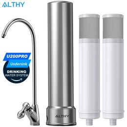 Althy U200pro Cuisine sous l'évier Purificateur de filtre à eau potable 5 dans 1 Système de filtration en acier inoxydable 0,01 avec robinet 231221