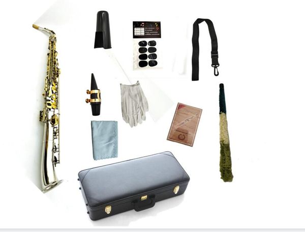 Saxofón de tubo recto Alto Eb Tune, llaves de latón, instrumentos de juego profesionales con estuche, accesorios para saxofón