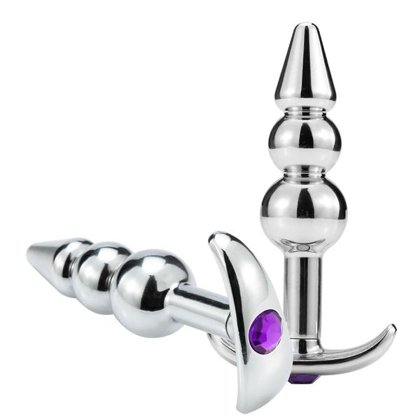 Alliage d'aluminium Plug Anal Ancre Métal Vaginal Gode Masturbation Massage Anus Perles Dilatateur G Spot Butt Plug Jouer En Plein Air Sex Toys SM