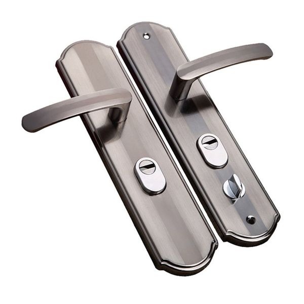 Manija de puerta de aleación de aluminio Manija de puerta de seguridad universal Par de bloqueo Panel engrosado Manija Cerradura de puerta Hardware para el hogar T200605
