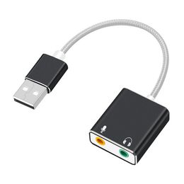 Tarjeta de sonido externa para computadora portátil de aleación de aluminio USB 2.0 Adaptador de audio virtual de 7.1 canales con cable para PC MAC con paquete de caja