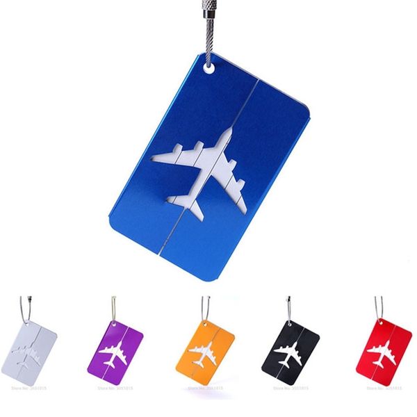 Étiquettes de bagages en alliage d'aluminium Nom de bagage Valise Adresse Porte-étiquette Accessoires de voyage Sacs volants LJ201109