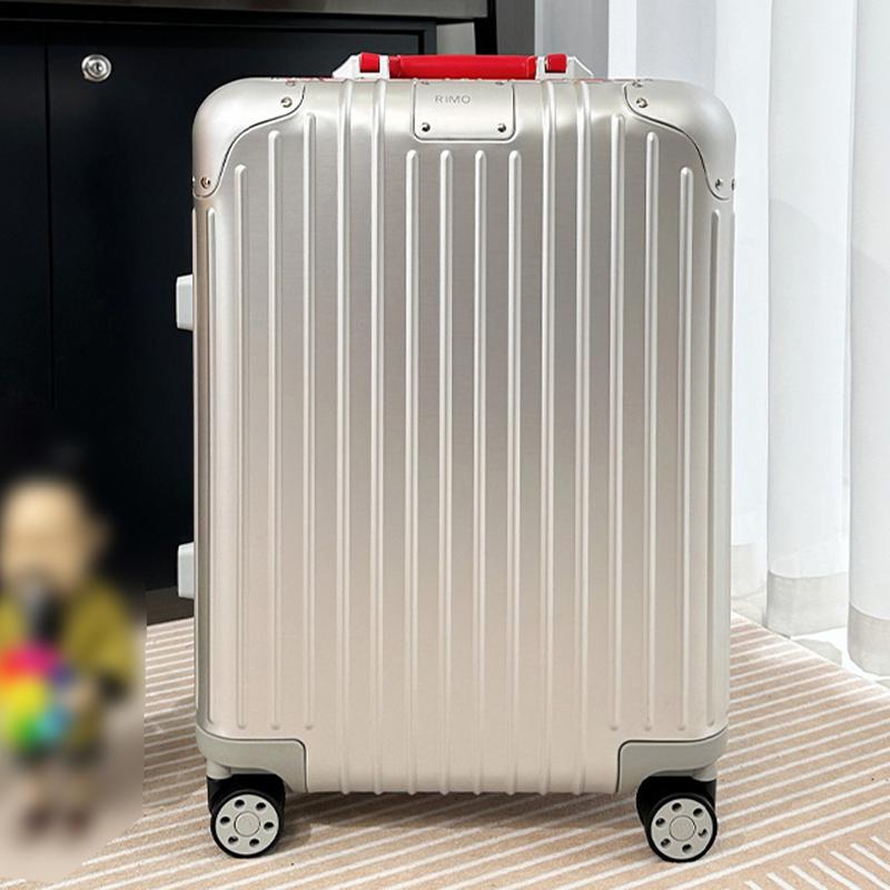 Malusa de maleta de aleación de aluminio Madera de maleta con ruedas Mango de cuero Cajas de lujo Case Case de bolsas de viaje Caso de embarque