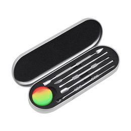 5 styles arc-en-ciel couleur argent boîte en aluminium emballage fumer Dab trousse à outils pour vaporisateur d'herbes sèches stylo atomiseur de cire titane ongles cire Dabber ensemble d'outils