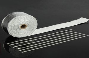 Foil en aluminium Foil Fibre de verre Exhaustheader Heat Enveloppe 2quot x 33039 Rouleau avec 5 morceaux de cravates en acier inoxydable Kit2912005