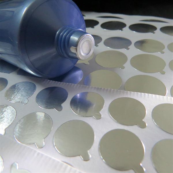 Pegatinas de sellado de papel de aluminio con mango para manguera de pasta de dientes, botella de cosméticos, sellos bucales de tubo químico, artículo n.º FA38174x