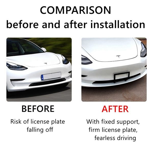 Plaque de plaque d'immatriculation en aluminium Front de voiture de voiture avant Plaque d'immatriculation pour Tesla Model 3 2017-2022 Modèle Y 2017-2021 Facile à installer noir