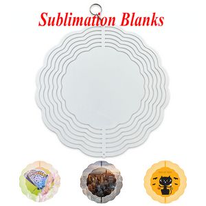 Aluminium Sublimation Imprimable 3D Wind Spinners Blancs Double Face Brillant Blanc Rond Cercle DIY Décoration Suspendue sxaug05