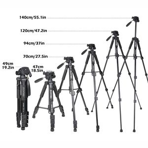 Aluminium statief 55 ''/140 cm lichtgewicht voor 4s cameras Standaard met 1/4 Mount 3-Way Panhead en draagtas voor digitale DSLR EOS Canon Nikon Sony Panasonic Samsung