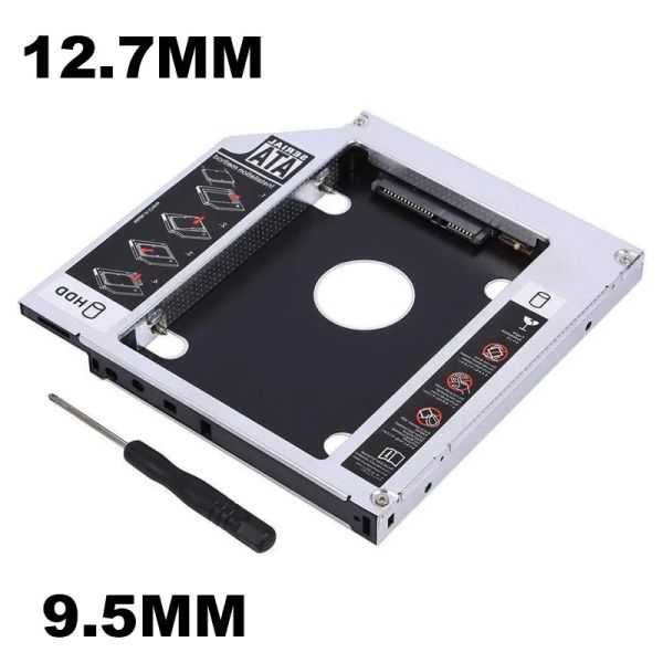 Aluminio 9.5 mm 12.7 mm 2do HDD Caddy SATA 3.0 2.5 SSD HDD Case de recinto del disco duro para Lenovo Sony Apple MacBook Pro Air Think