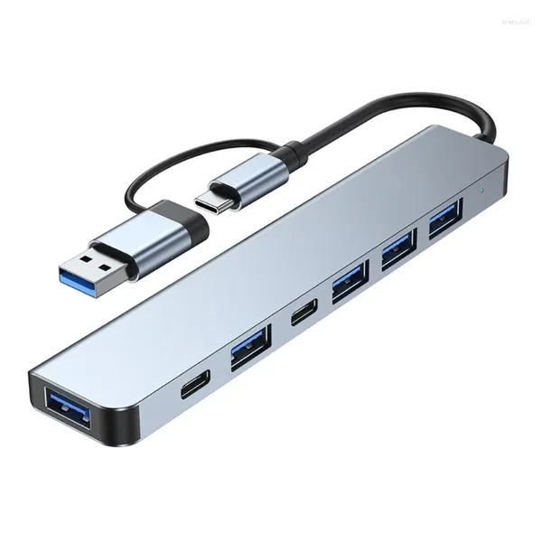 Aluminium Alliage 7 ports USB3.0 Type C Hub Concentrateur Station d'amarrage rapide pour les ordinateurs portables pour ordinateur portable