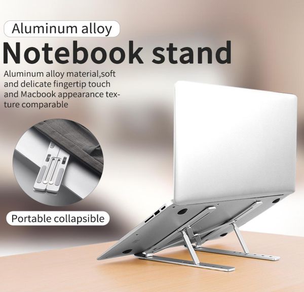 Aleación de aluminio Atacable ajustable Plegable Plegable Portable para cuaderno MacBook Computadora Soporte de elevador de elevación Nonslip9802443