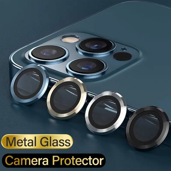 Lente de cámara de aleación de aluminio Protector de vidrio Anillo de metal Lente protectora para iPhone 15 14 13 12 Mini 11 Pro Max
