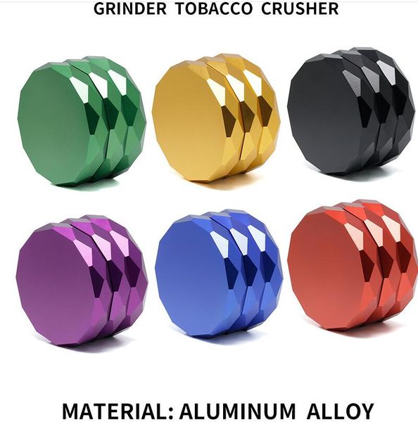 Alliage d'aluminium Dry Herb Grinder Main Cigarette Fumer Pipe Épice Chanvre Moulin Concasseur Fumée Accessoires Diamant-forme DHL