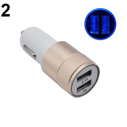 Aluminiumlegering Dual USB-autolader 1A 2.1A 5V 2 USB-poort metalen autoladers voor iPhone X voor Samsung iPhone DHL