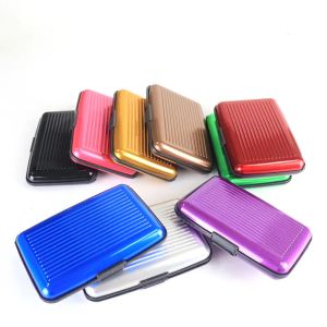 Mini maletín de aleación de aluminio, tarjeteros, caja de tarjetas antimagnética de color, funda portátil, billetera de Aluma resistente a rayas de lujo BJ