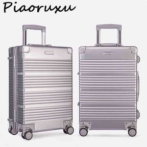 Aluminium Alloy Retro Spinner Inch Travel Varine de voyage à main Trolley Rolling Pangage Le sac sur roues J220707