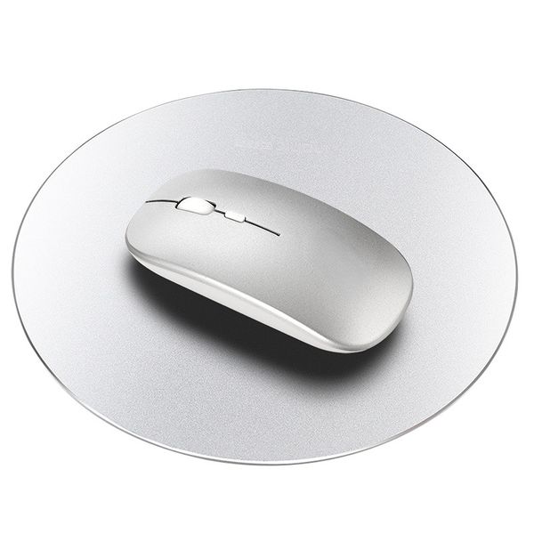 Tapis de souris rond en alliage d'aluminium tapis de souris dur lisse Ultra-mince étanche contrôle rapide et précis pour la maison de bureau de jeu