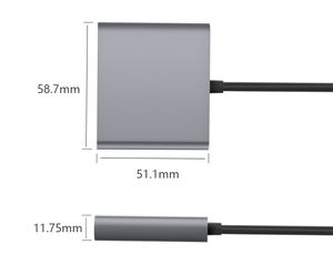 câble trrs en alliage d'aluminium TTYPE-C vers USB3.0 HDMI VGA PD 4 en 1 câble spdif