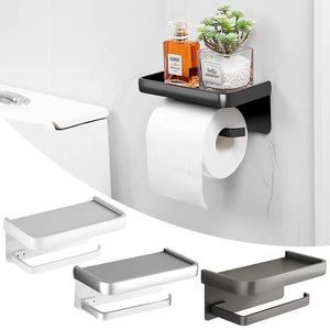 Porte-toilette noir en aluminium avec étagère Roule de tissu mural à la rouille pour les accessoires de salle de bain 231221