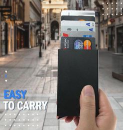 Алюминиевые держатели для сумок для карточек RFID-держатель для кредитных карт Автоматическая всплывающая коробка для банковских карт Smart Quick Release Женский мужской кошелек Mini 1475435