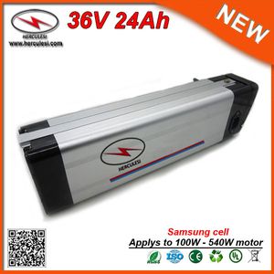 Boîtier en aluminium Silver Fish 500W 36V Batterie au lithium 24Ah Batterie de vélo électrique dans le chargeur Samsung 18650 Li Ion Cell BMS