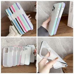 Études TPU molles mates givrées pour iPhone 15 Pro Max 14 plus 13 12 11 iPhone15 Dual Color Hit Couleur Téléphone Couverture arrière Skin