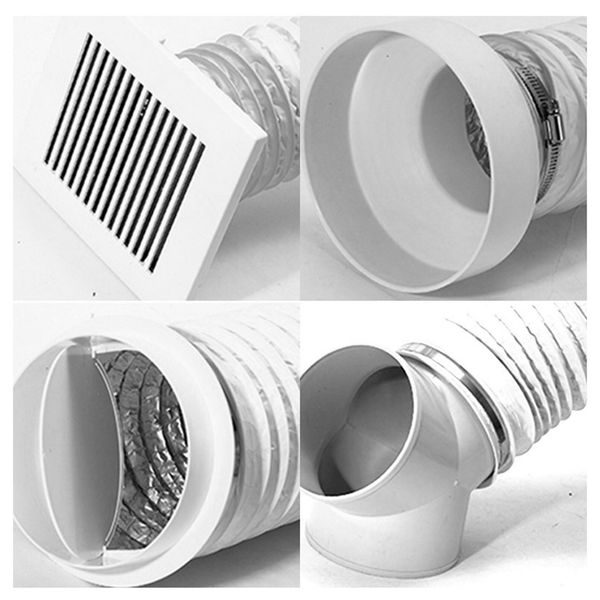 Conducto de aluminio Tubo de ventilación de la manguera de ventilación de aire de aluminio 19 pies de largo para la ropa de lavandería Calefacción y refrigeración Ducto del ventilador Ven para la casa Casas verdes para el hogar